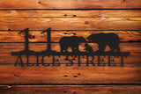 Bear Family Custom Address House Number Themed Steel Wall Art Sign - Northeast Country Store