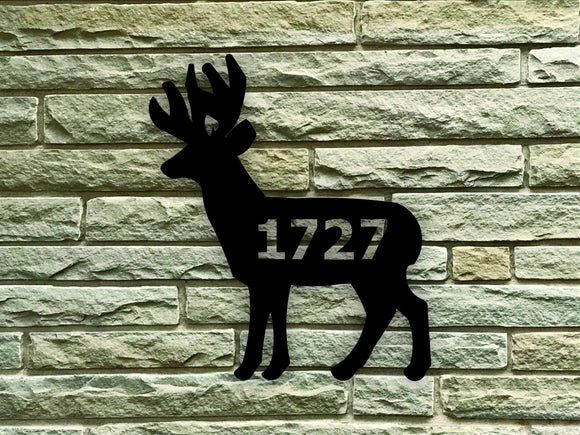 Deer Themed Custom Address Steel House Sign - Northeast Country Store