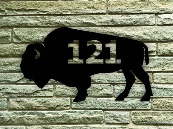 Buffalo Themed Custom Address Steel House Sign - Northeast Country Store
