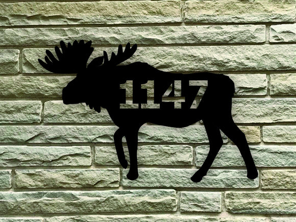 Moose Themed Custom Address Steel House Sign - Northeast Country Store
