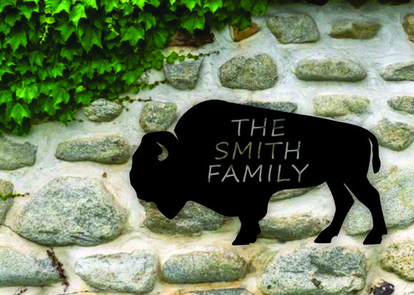 Buffalo Themed Personalized Custom Family Name Steel Wall Art Sign - Northeast Country Store