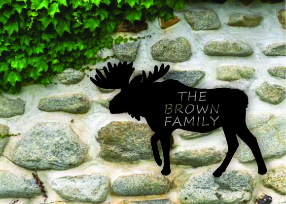 Moose Themed Personalized Custom Family Name Steel Wall Art Sign - Northeast Country Store