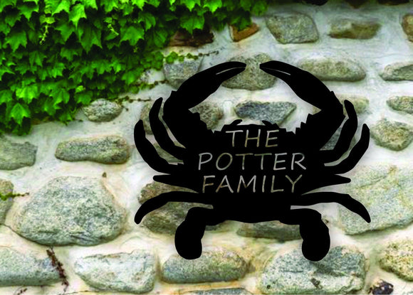 Crab Themed Custom Name Steel House Sign - Northeast Country Store