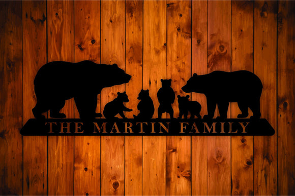 Personalized Family Name Bear Family Metal Wall Art Hanging - Northeast Country Store