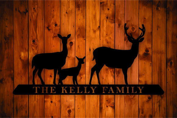 Personalized Deer Family Metal Wall Art Hanging - Northeast Country Store