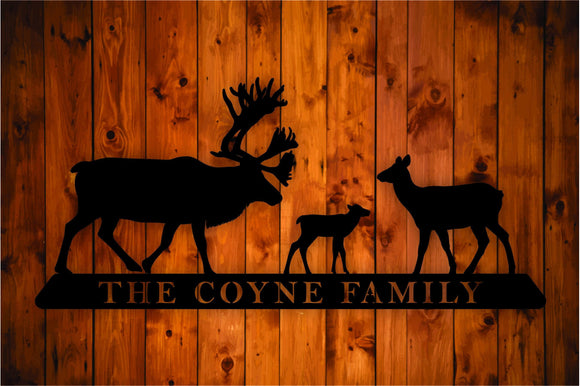 Personalized Family Name Elk Family Metal Wall Art Hanging - Northeast Country Store