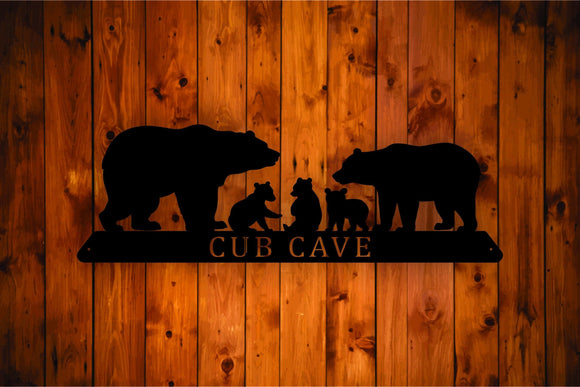 Personalized Bear Family Metal Wall Art Hanging (3 cub) - Northeast Country Store