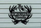 Antler Themed Personalized Family Name Monogram Metal Home Wall Art Sign - Northeast Country Store