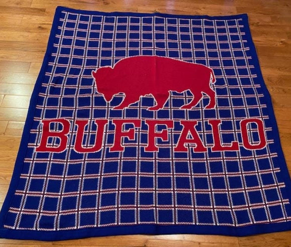 Buffalo Bills Flannel Pattern Acrylic Throw Blanket