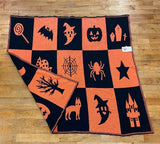 Halloween Spooky Season Icon Reversible Cotton/Polyester Throw Blanket