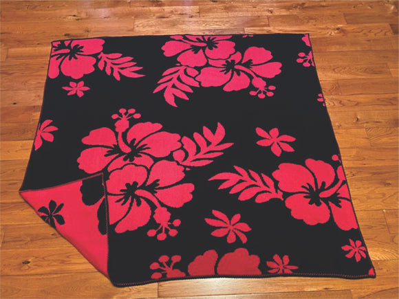 Hibiscus Flower Reversible Cotton/Polyester Throw Blanket