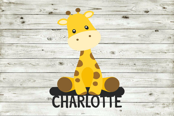 Personalized Baby Giraffe Metal Wall Art - Handcrafted Nursery Decor with Custom Name