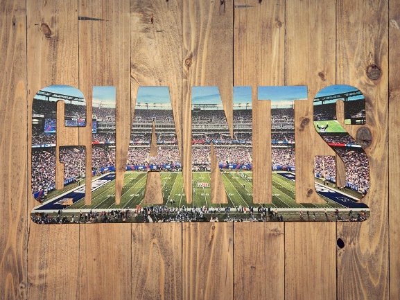 New York Giants Text Stadium Metal Sign Wall Art - NFL Football Team Decor