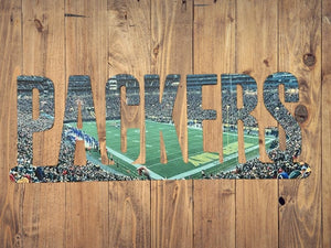Green Bay Packers Text Stadium Metal Sign Wall Art - NFL Football Team Decor