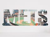 New York Mets Text Stadium Metal Sign Wall Art - MLB Baseball Team Decor
