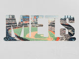 New York Mets Text Stadium Metal Sign Wall Art - MLB Baseball Team Decor