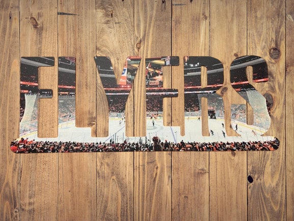 Philadelphia Flyers Text Metal Sign Wall Art - NHL Football Team Decor