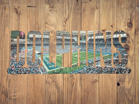 Miami Dolphins Text Metal Sign Wall Art - NFL Football Team Decor