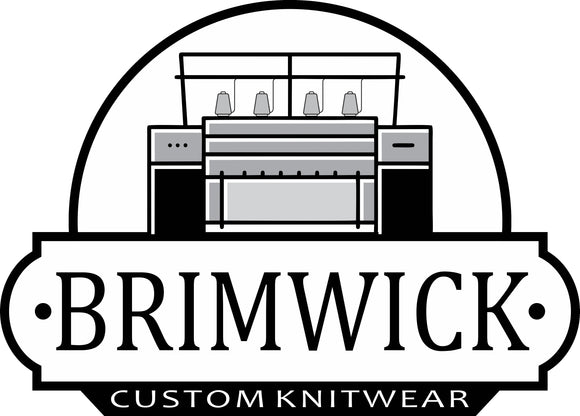 Brimwick logo with vintage knitting machine