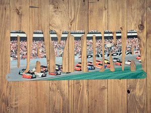 DAYTONA 500 SPEEDWAY 90'S VINTAGE STOCK CAR TEXT SIGN- NASCAR DECOR