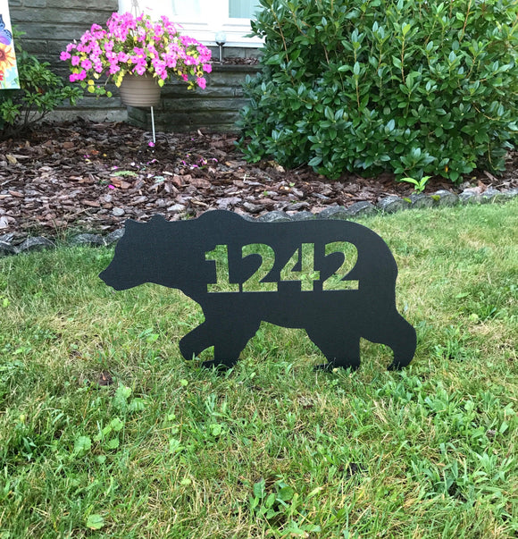 Bear Themed Custom Address Steel Yard Sign - Northeast Country Store