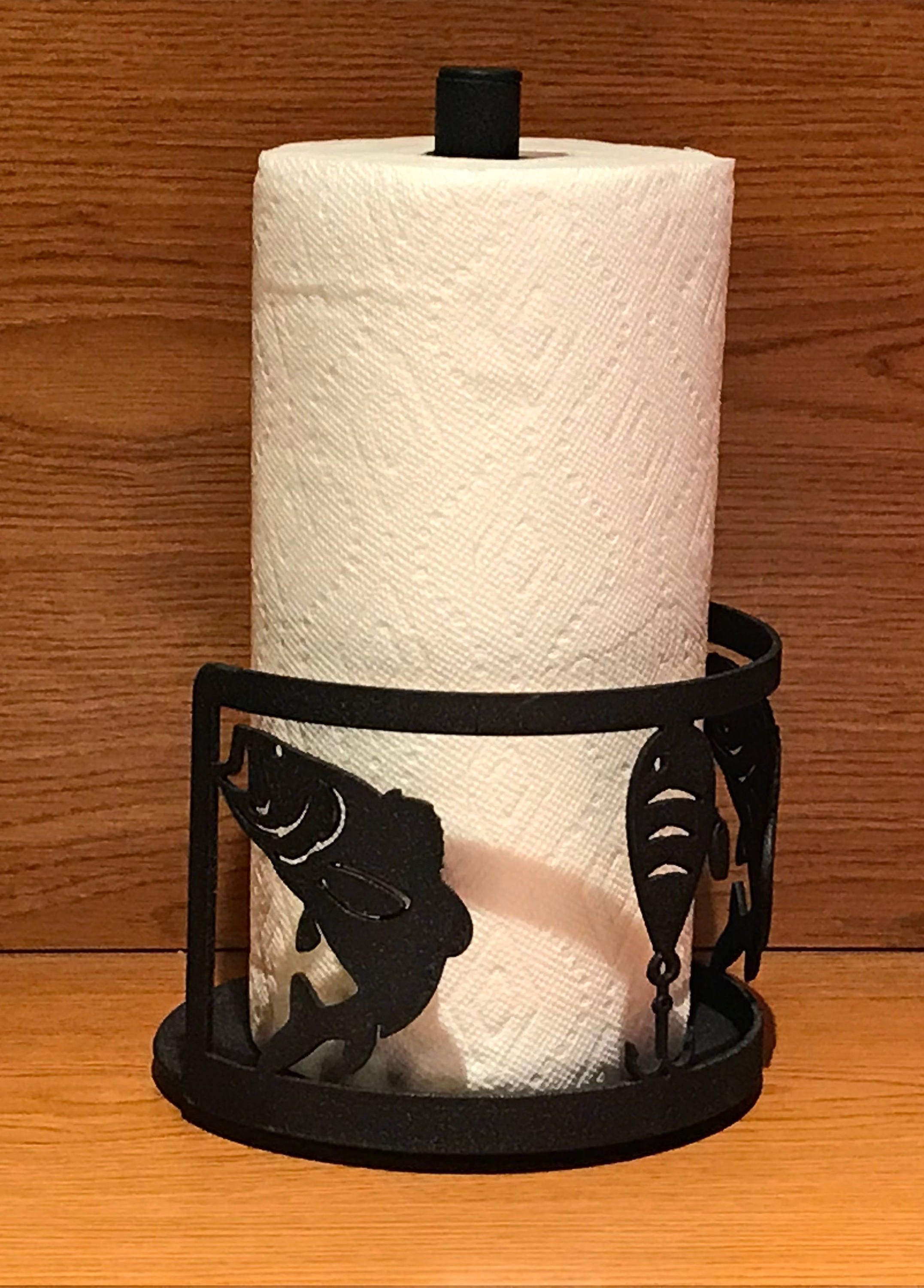 Bass paper towel holder, fishing, camping, outdoor life