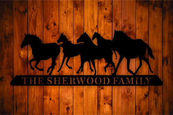 Personalized Custom Family Name Horse Metal Wall Art Hanging - Northeast Country Store