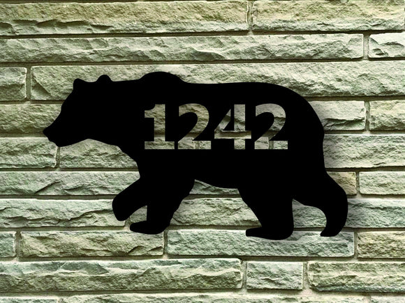 Bear Themed Custom Address Steel House Sign - Northeast Country Store