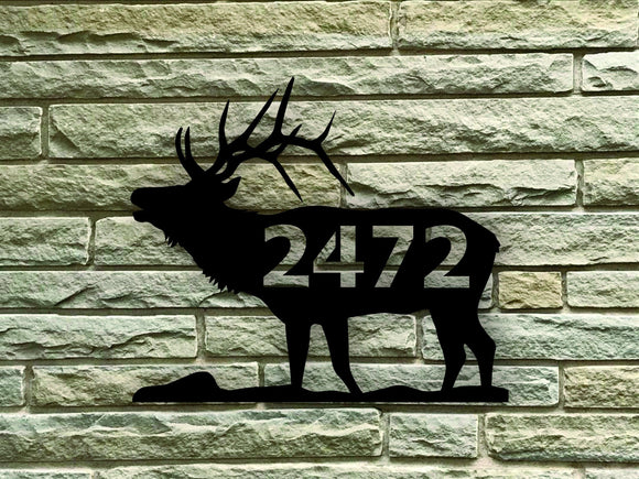 Elk Themed Custom Address Steel House Sign - Northeast Country Store