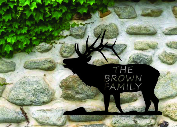 Elk Themed Custom Name Steel House Sign - Northeast Country Store