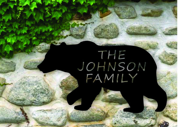 Bear Themed Custom Name Steel House Sign - Northeast Country Store