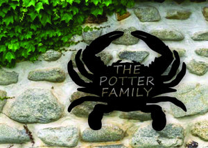 Crab Themed Personalized Custom Family Name Steel Wall Art Sign - Northeast Country Store