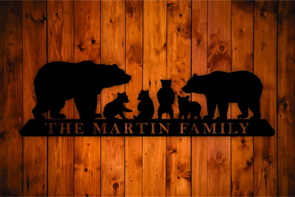 Personalized Bear Family Metal Wall Art Hanging - Northeast Country Store