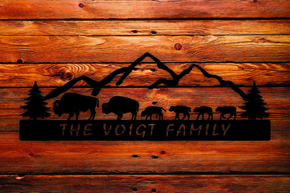 Personalized Large Buffalo Family Metal Wall Art Hanging - Northeast Country Store