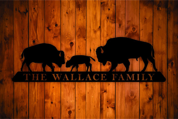 Personalized Family Name Buffalo Family Metal Wall Art Hanging - Northeast Country Store