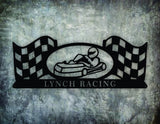 Personalized Go Kart Checkered Flag Metal Wall Art Hanging - Northeast Country Store