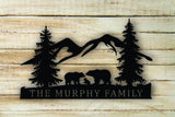 Bear Custom Name Family Scene Themed Steel Wall Art Sign - Northeast Country Store