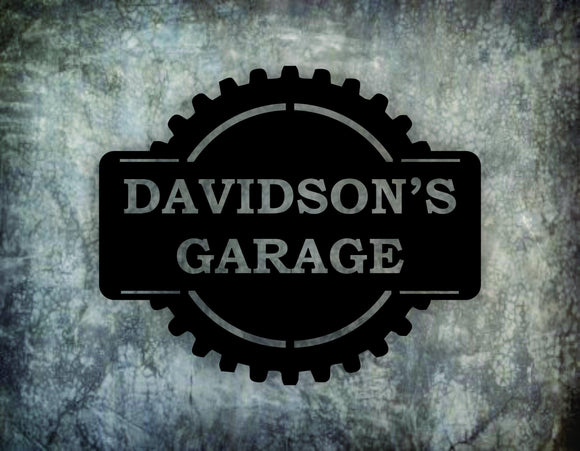 Personalized Garage Gear Sign Metal Wall Art Hanging - Northeast Country Store