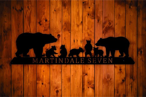 Personalized Bear Family Metal Wall Art Hanging (5 cub) - Northeast Country Store