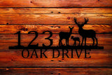 Deer Family Custom Address House Number Themed Steel Wall Art Sign - Northeast Country Store