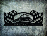 Personalized Quarter Midget Checkered Flag Metal Wall Art Hanging - Northeast Country Store