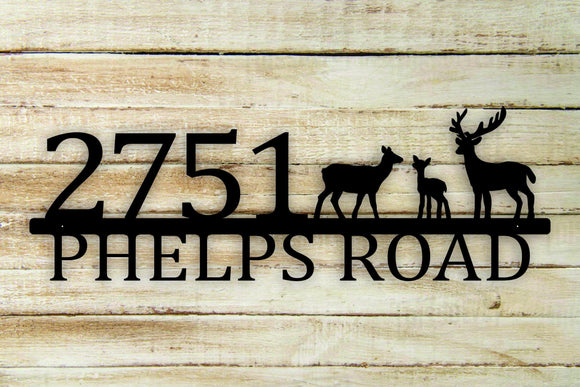 Elk Family Custom Address House Number Themed Steel Wall Art Sign - Northeast Country Store