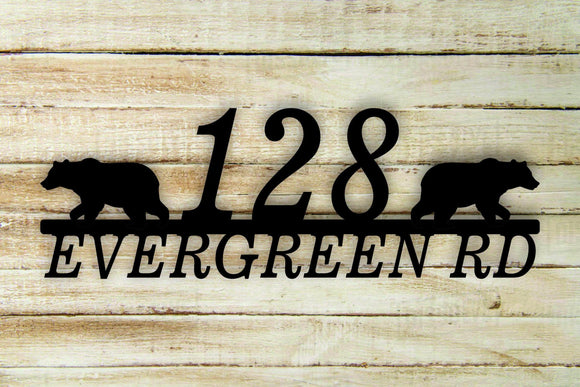 Twin Bear Custom Address House Number Themed Steel Wall Art Sign - Northeast Country Store