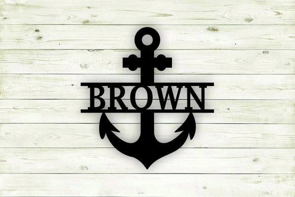 Anchor Nautical Themed Personalized Monogram Metal Home Family Sign - Northeast Country Store