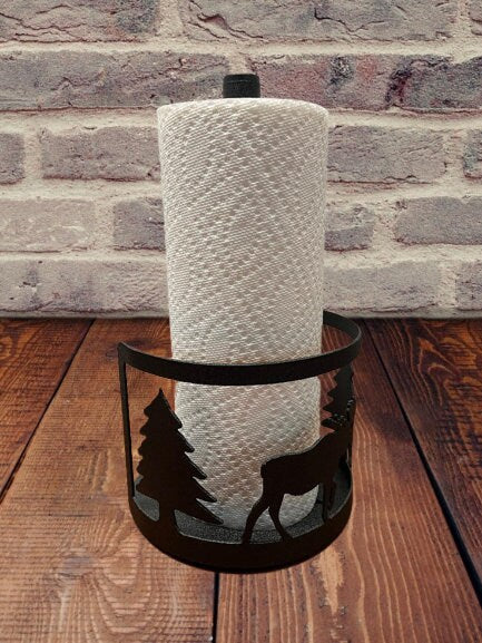 Moose Steel Paper Towel Rack - Counter Paper Towel Holder - Tabletop Kitchen Décor - Rustic Outdoor Décor - Metal Home Gift - Cabin Camp